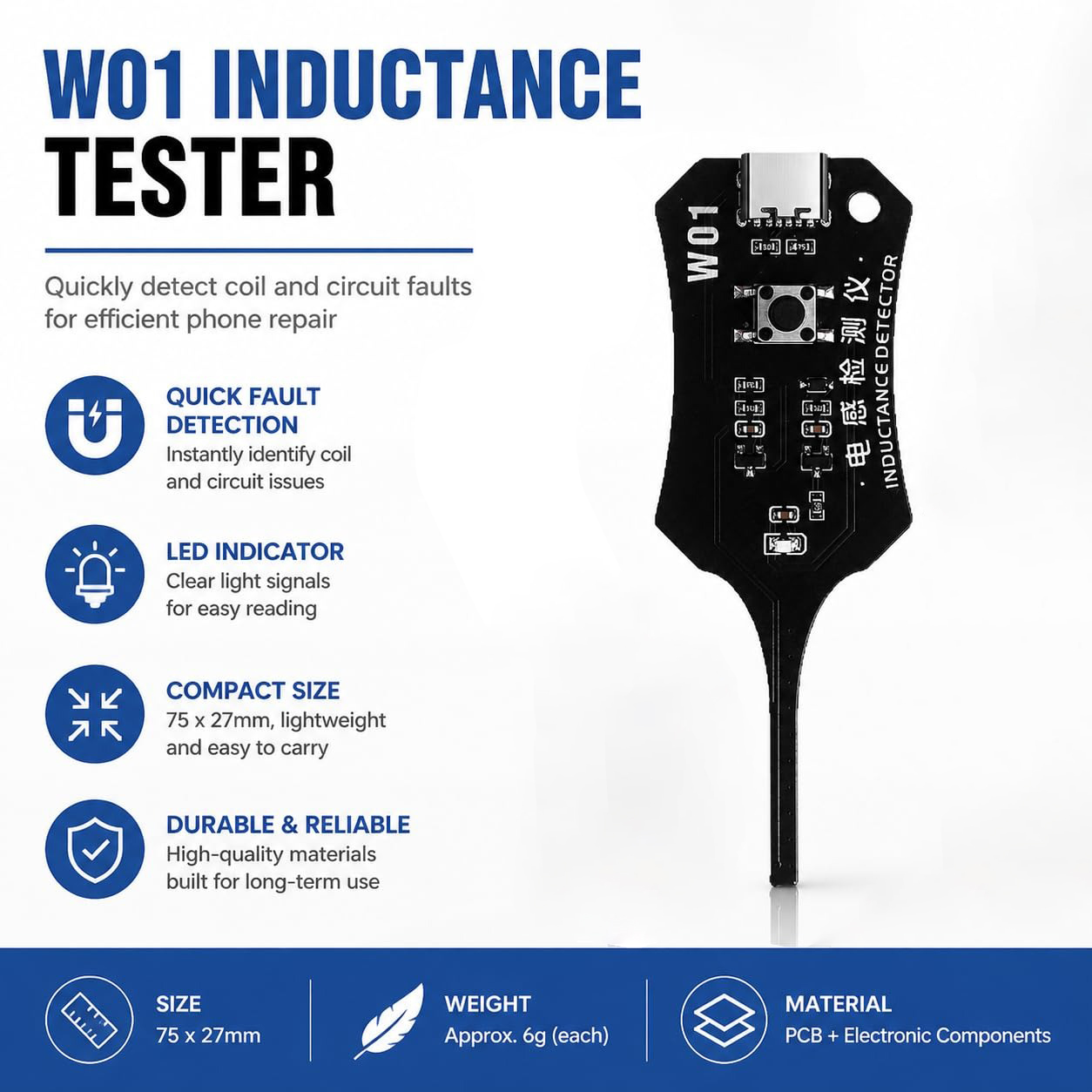 W01 Type C Inductance Tester M - Co Detector Plug 评论和价格